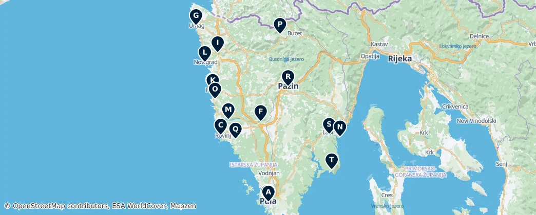 Map of Regione istriana