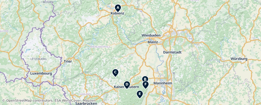 Map of Renania-Palatinato
