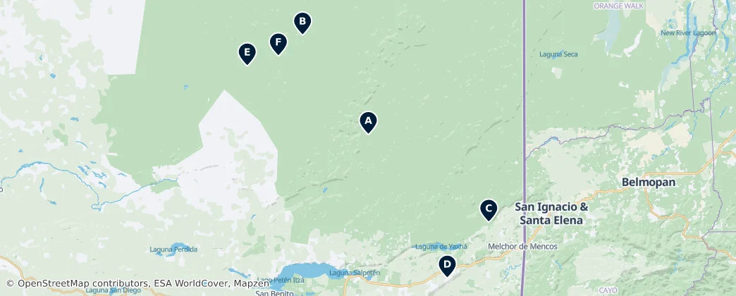 Map of Maya Biosphere Reserve