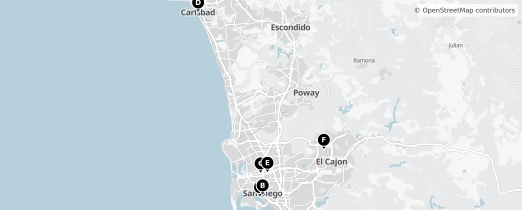 Map of Contea di San Diego