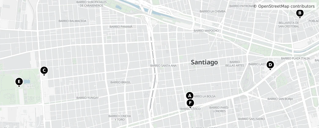 Map of Santiago del Cile
