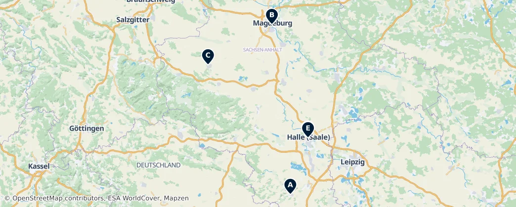 Map of Sassonia-Anhalt