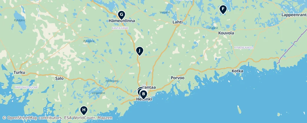 Map of Etelä-Suomi