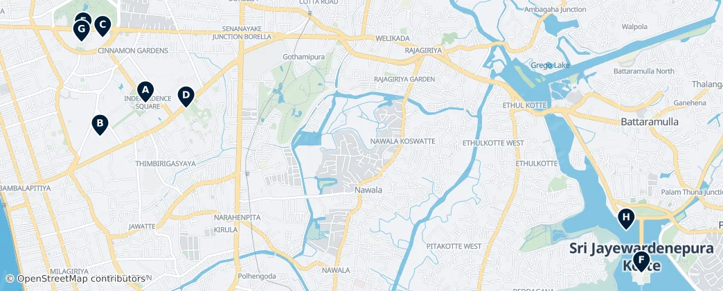 Map of Sri Jayawardenapura Kotte