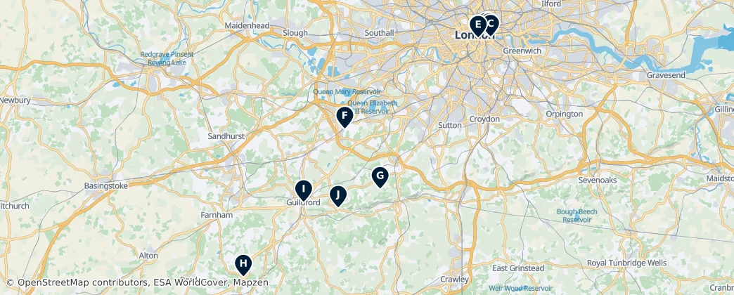 Map of Surrey