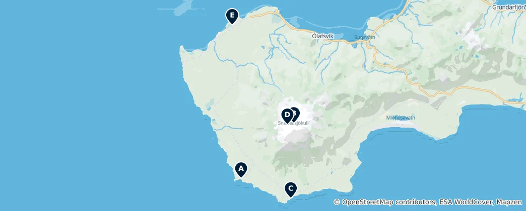Map of Þjóðgarðurinn Snæfellsjökull