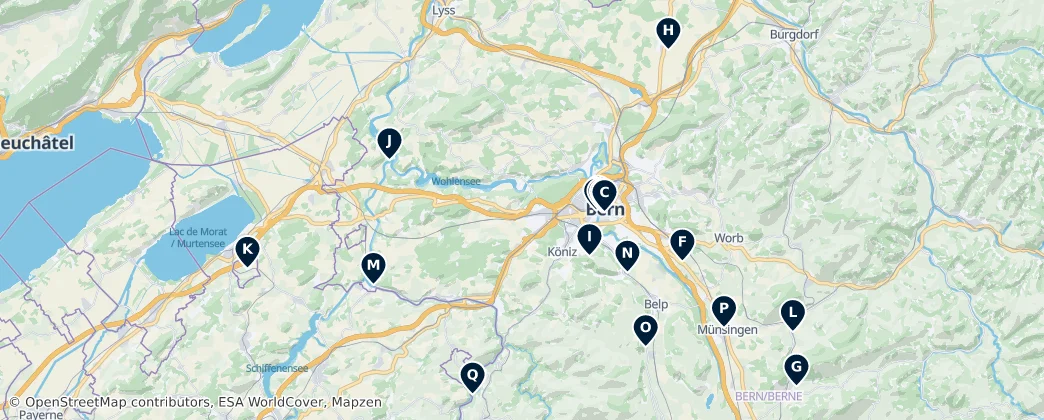 Map of Circondario di Berna-Altipiano svizzero
