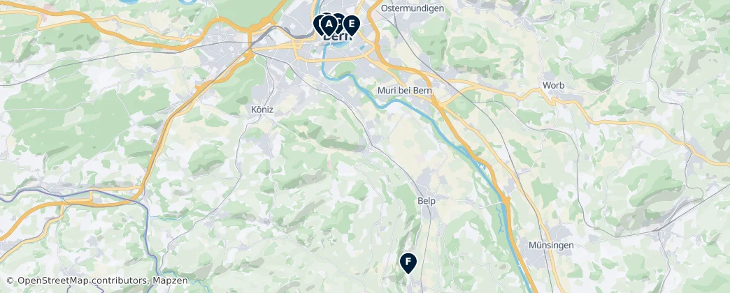 Map of Circondario di Berna-Altipiano svizzero
