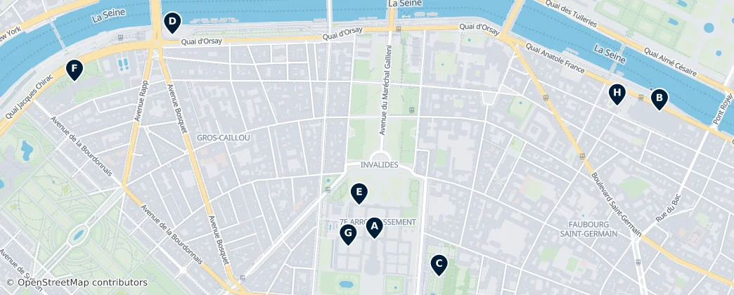Map of VII arrondissement di Parigi