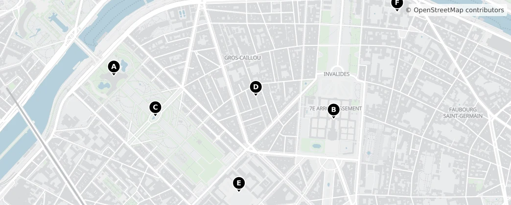 Map of VII arrondissement di Parigi