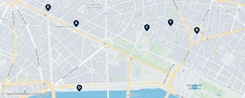 Map of VIII arrondissement di Parigi