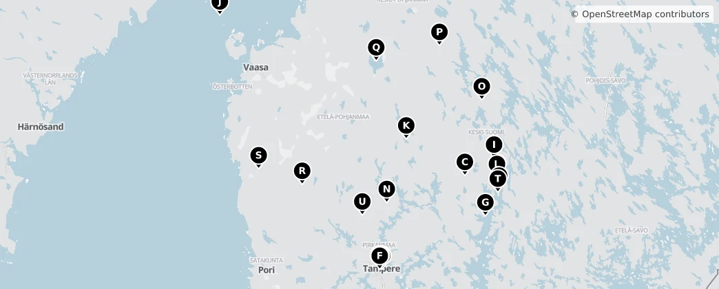 Map of Western and Central Finland