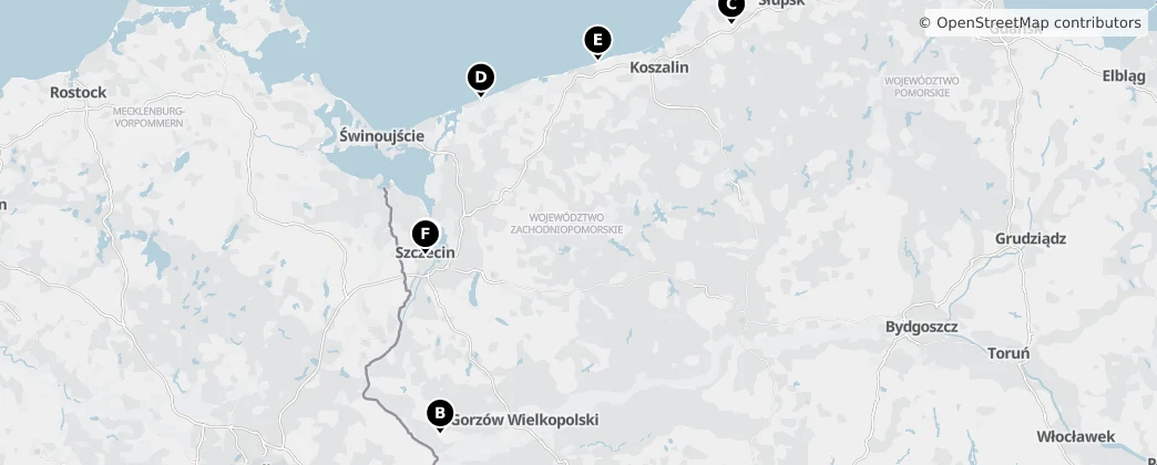 Map of Województwo zachodniopomorskie (land)