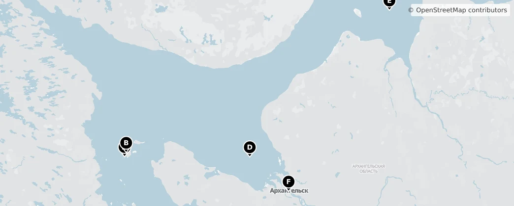 Map of 아르한겔스크주