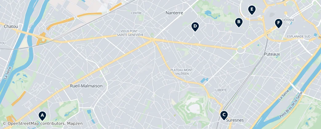 Map of Arrondissement of Nanterre