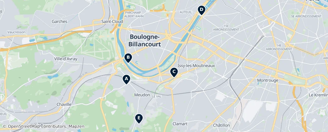 Map of Arrondissement of Boulogne-Billancourt