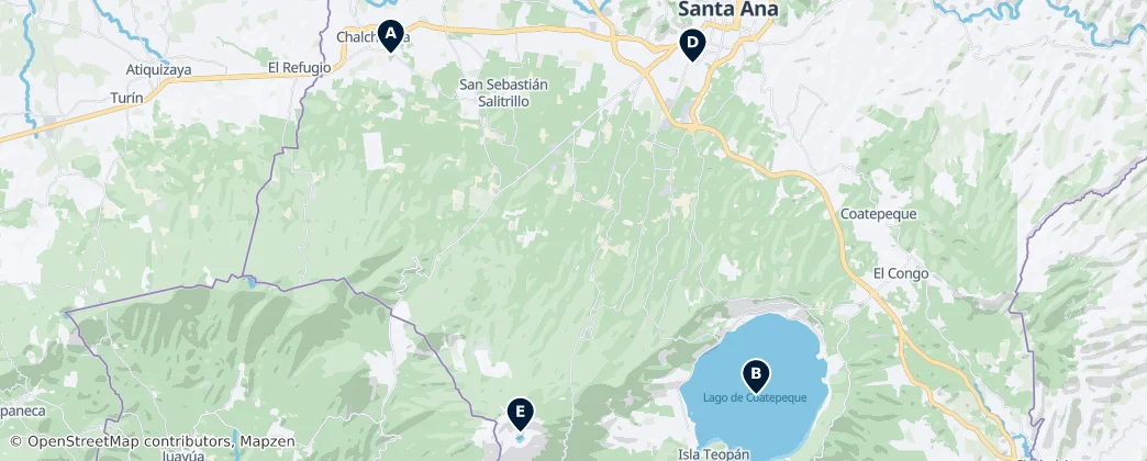 Map of Departamento de Santa Ana