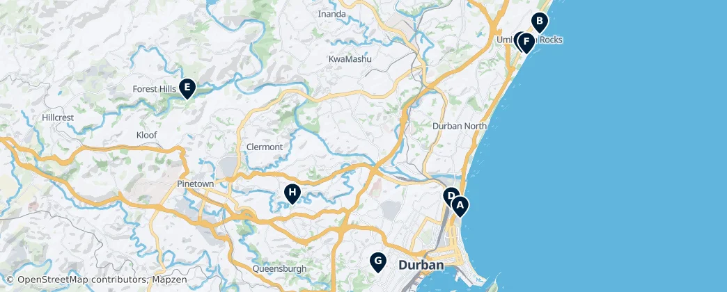 Map of EThekwini Metropolitan Municipality