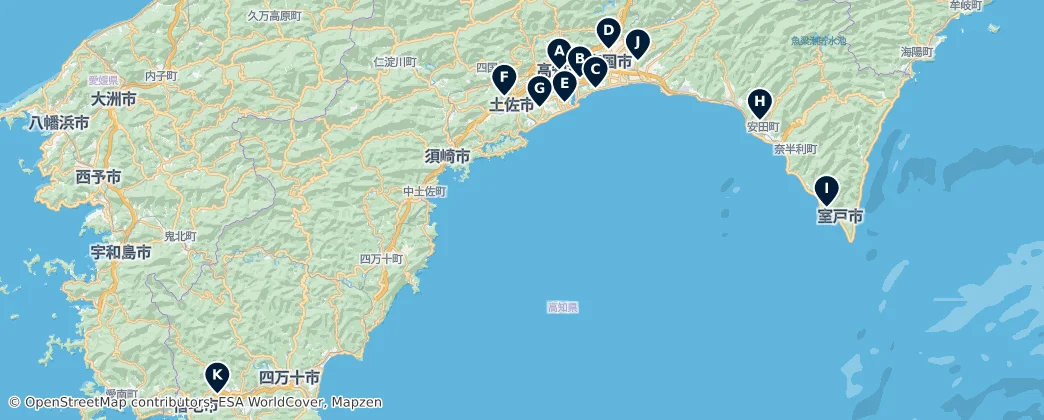 Map of 고치현