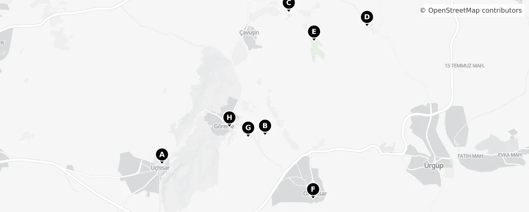 Map of Göreme Historical National Park