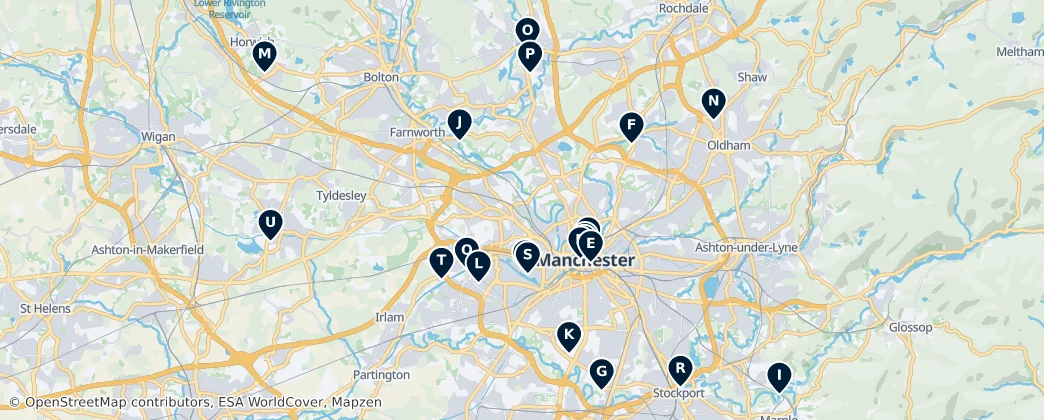 Map of 그레이터맨체스터주