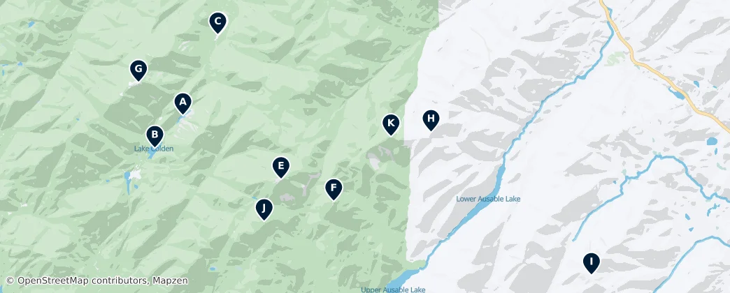 Map of High Peaks Wilderness Area