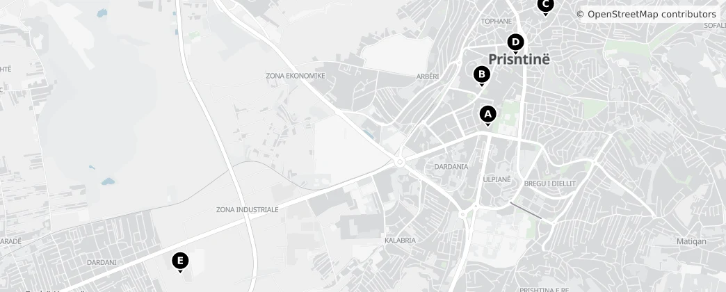 Map of Komuna e Prishtinës / Opština Priština