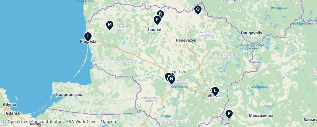 Map of Lithuania (land mass)