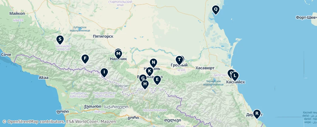 Map of 북캅카스 연방관구
