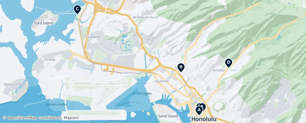Map of 오아후섬