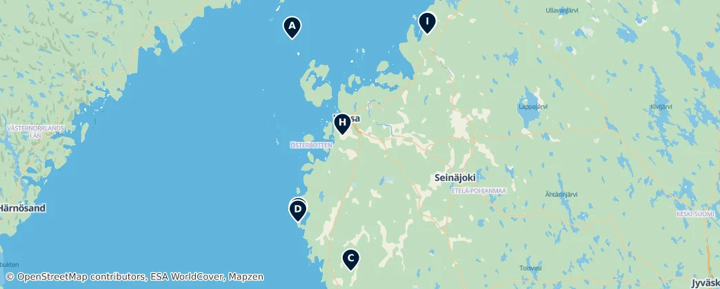 Map of Ostrobothnia