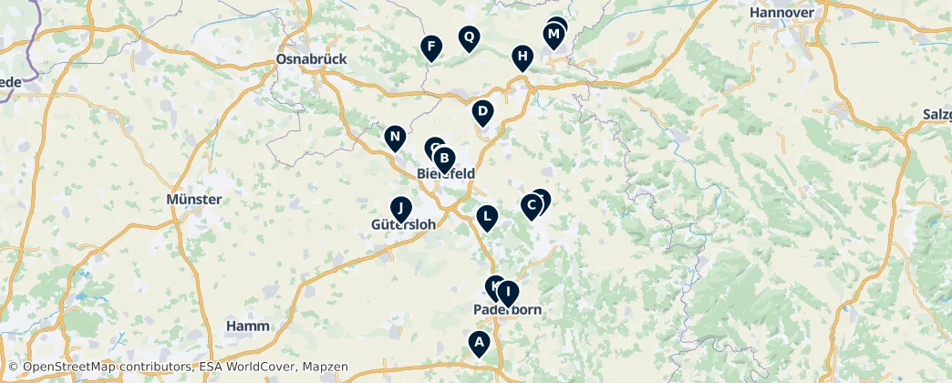 Map of Ostwestfalen-Lippe