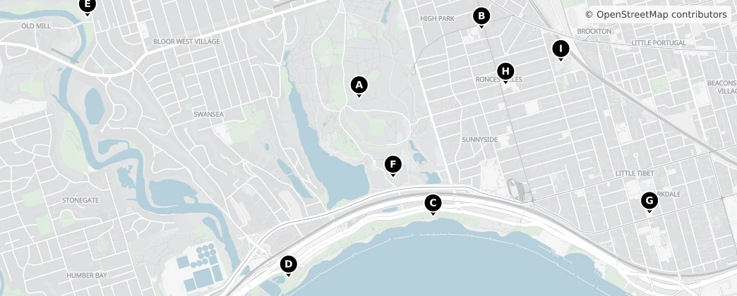 Map of Parkdale–High Park