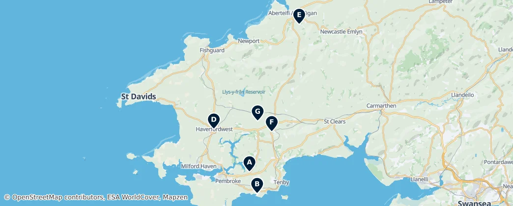 Map of 펨브로크셔