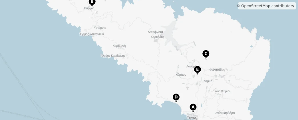 Map of Tinos Regional Unit