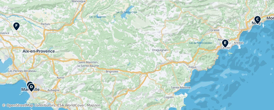 Map of 프로방스알프코트다쥐르