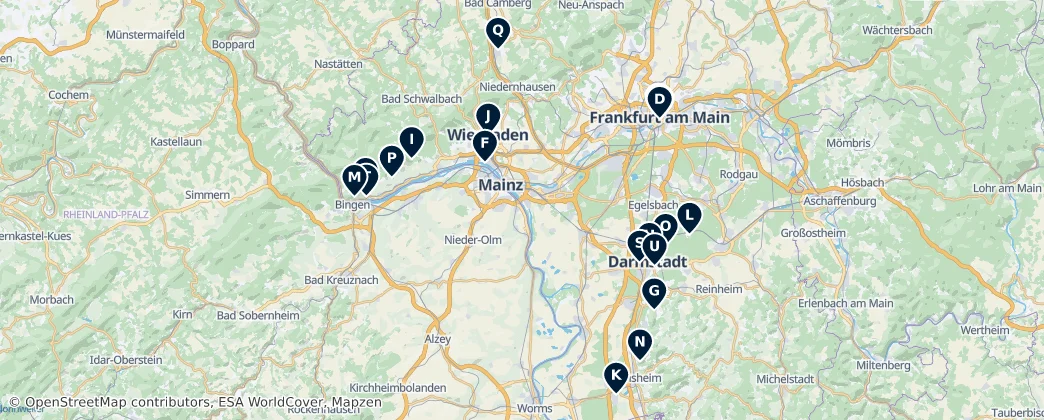 Map of 다름슈타트현