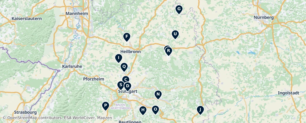 Map of 슈투트가르트현
