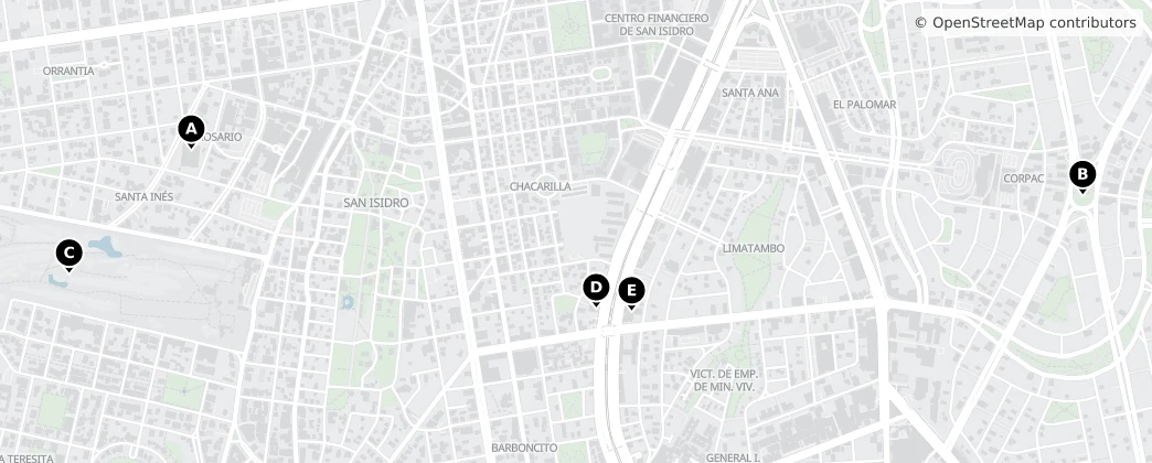 Map of San Isidro District, Lima