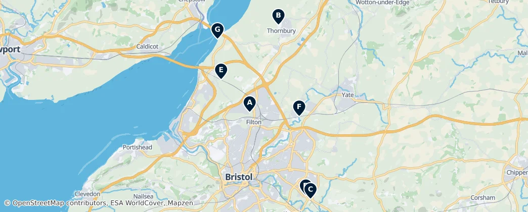 Map of 사우스글로스터셔