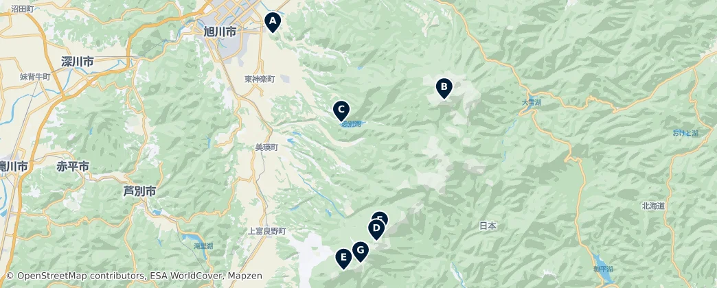 Map of Kamikawa Subprefecture