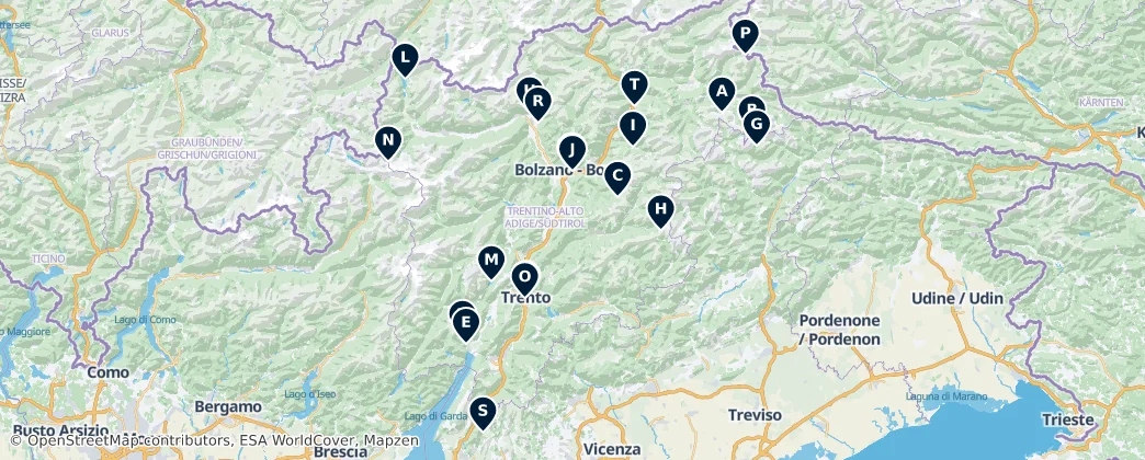 Map of 트렌티노알토아디제주