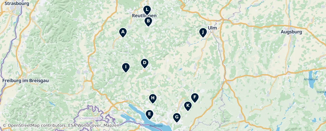 Map of 튀빙겐현