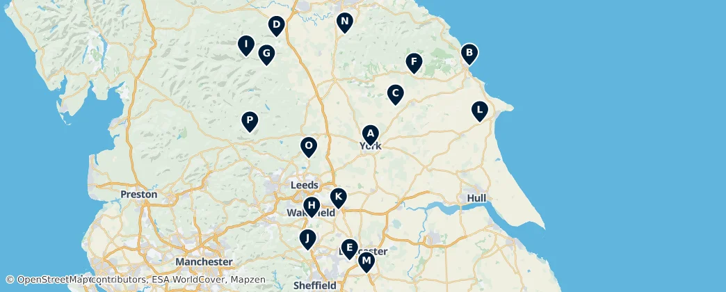 Map of Yorkshire and the Humber