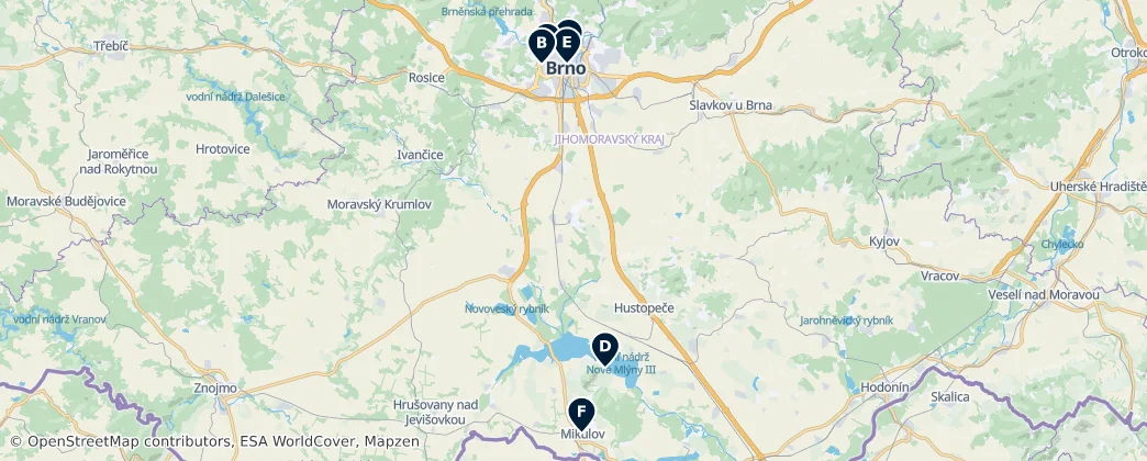 Map of South Moravian Region