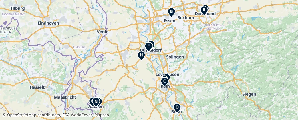 Map of North Rhine-Westphalia