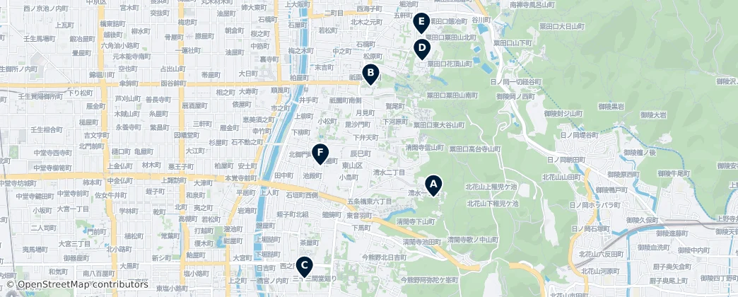 Map of Higashiyama Ward