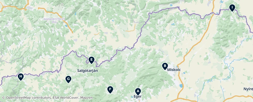 Map of Northern Hungary