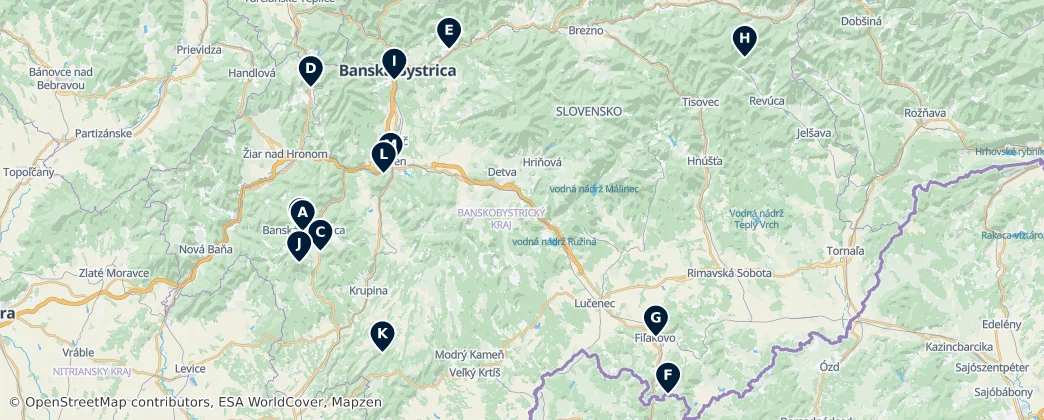Map of Banskobystrický kraj