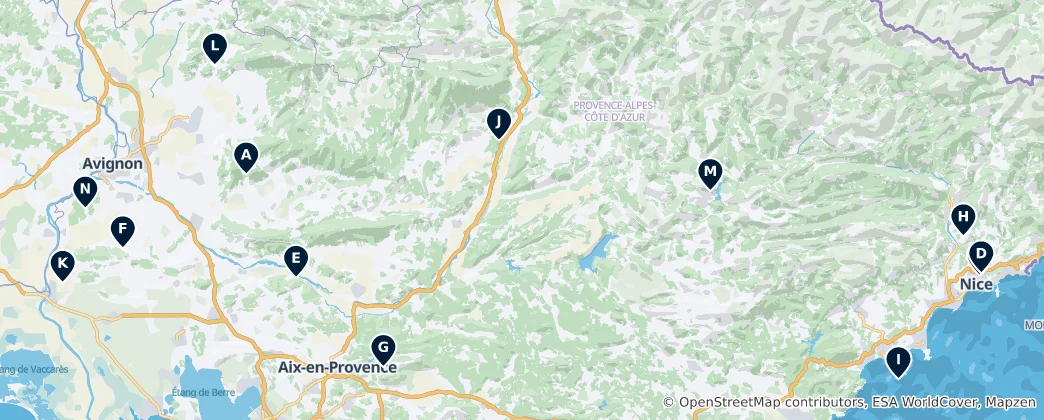 Map of Provence-Alpes-Côte d'Azur